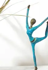 Swahili African Modern Yoga Dancer Pose Burkina Bronze Sculpture