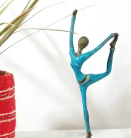 Swahili African Modern Yoga Dancer Pose Burkina Bronze Sculpture