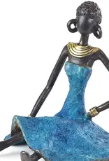 Swahili African Modern Serenity Burkina Bronze Sculpture