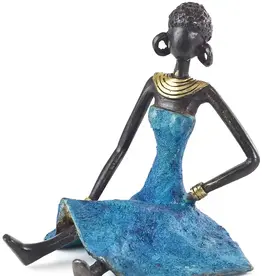 Swahili African Modern Serenity Burkina Bronze Sculpture