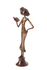 Swahili African Modern Noble by Nature Walking Reader Burkina Bronze Sculpture