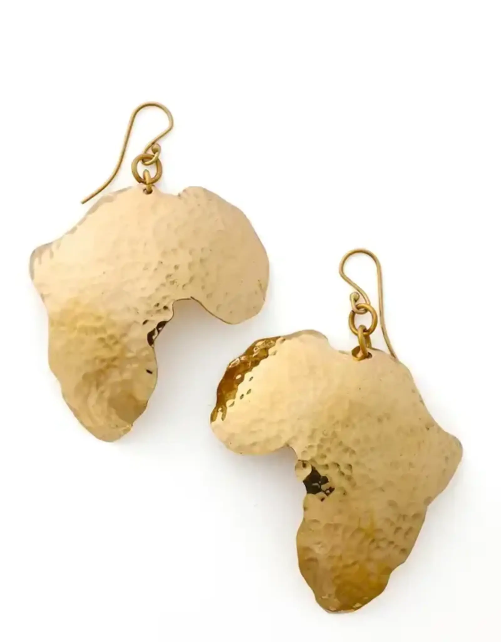 Swahili African Modern Hammered Brass Africa Earrings