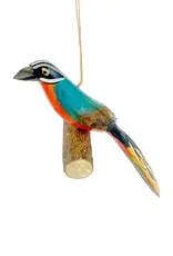 Swahili African Modern Wooden Bird on Perch Ornament