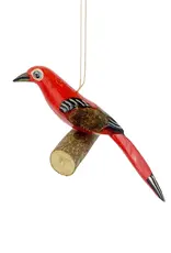 Swahili African Modern Wooden Bird on Perch Ornament