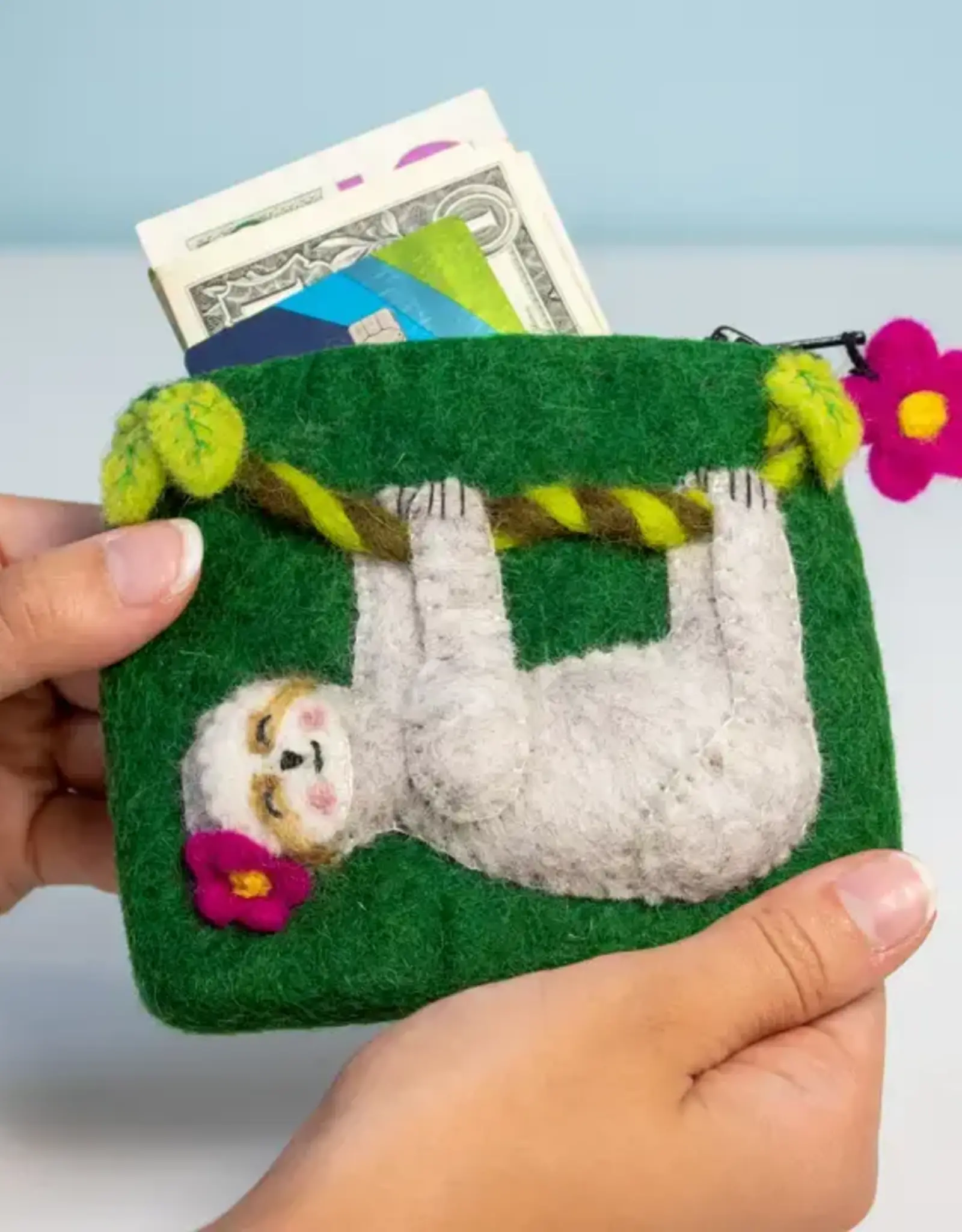 dZi Handmade Swingin’ Sloth Coin Purse