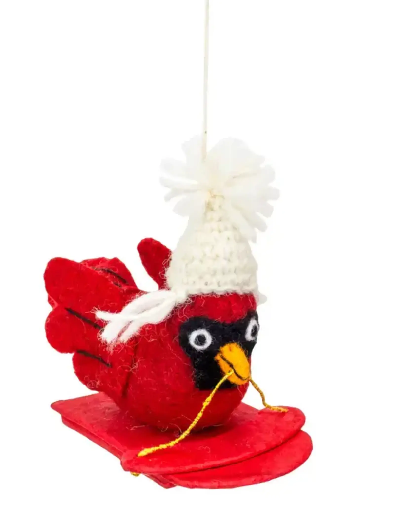 dZi Handmade Sledding Cardinal Ornament