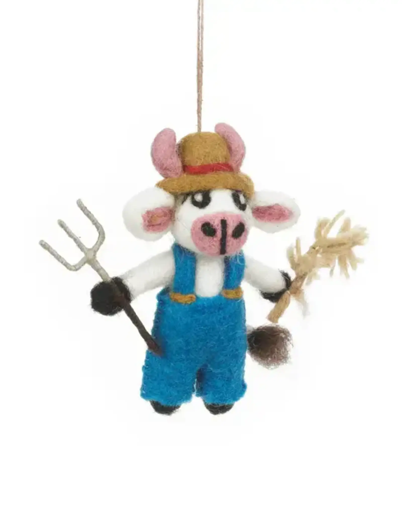 Felt So Good Angus the Cow Farmer Ornament