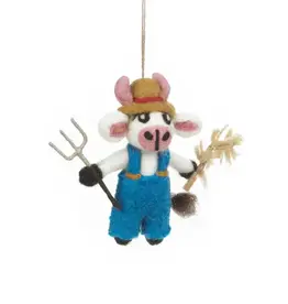 Felt So Good Angus the Cow Farmer Ornament