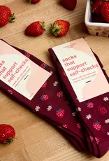 Conscious Step Socks that Support Self-Checks (Maroon Strawberries )