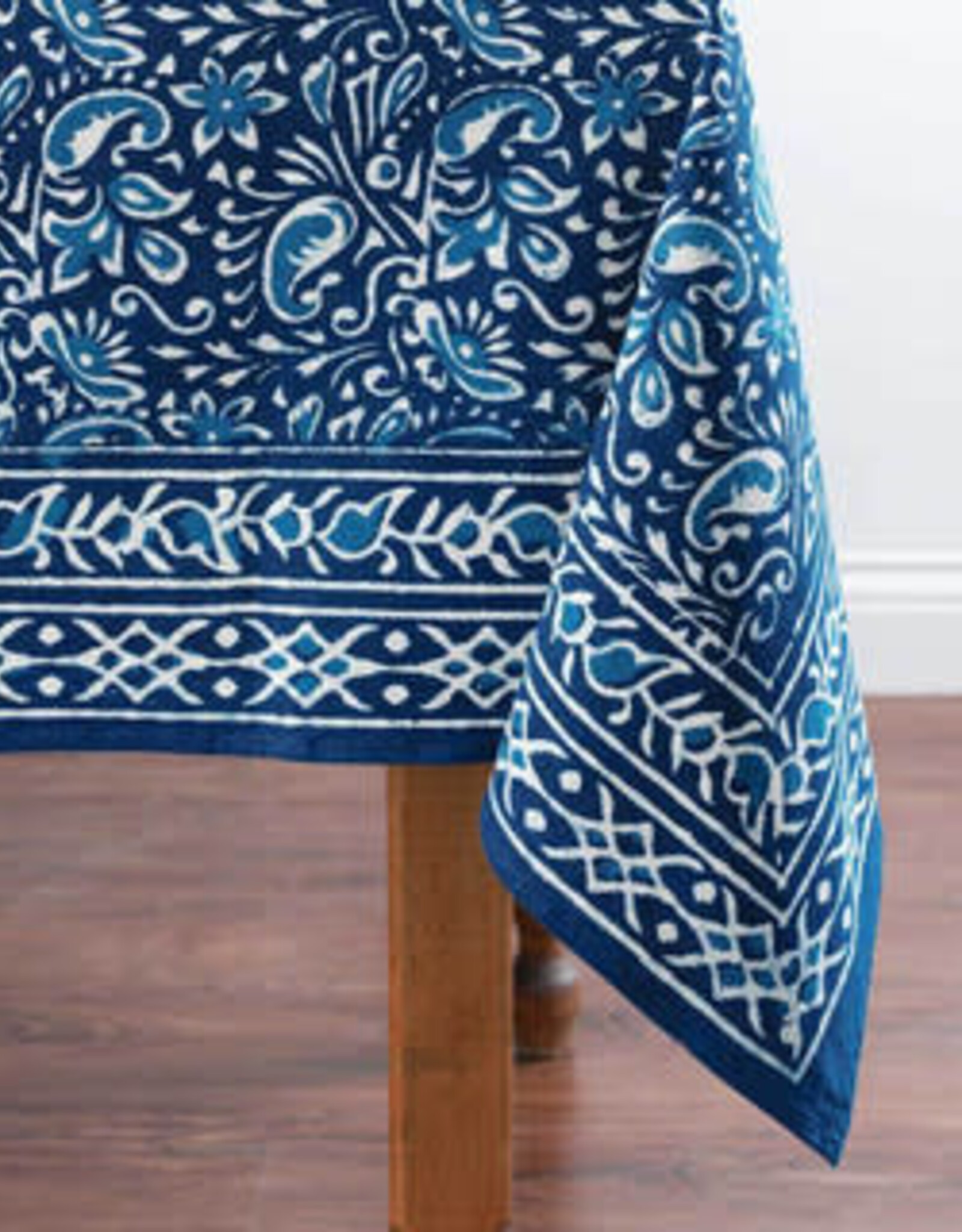 Serrv Floral Paisley Dabu Tablecloth 120"x70"