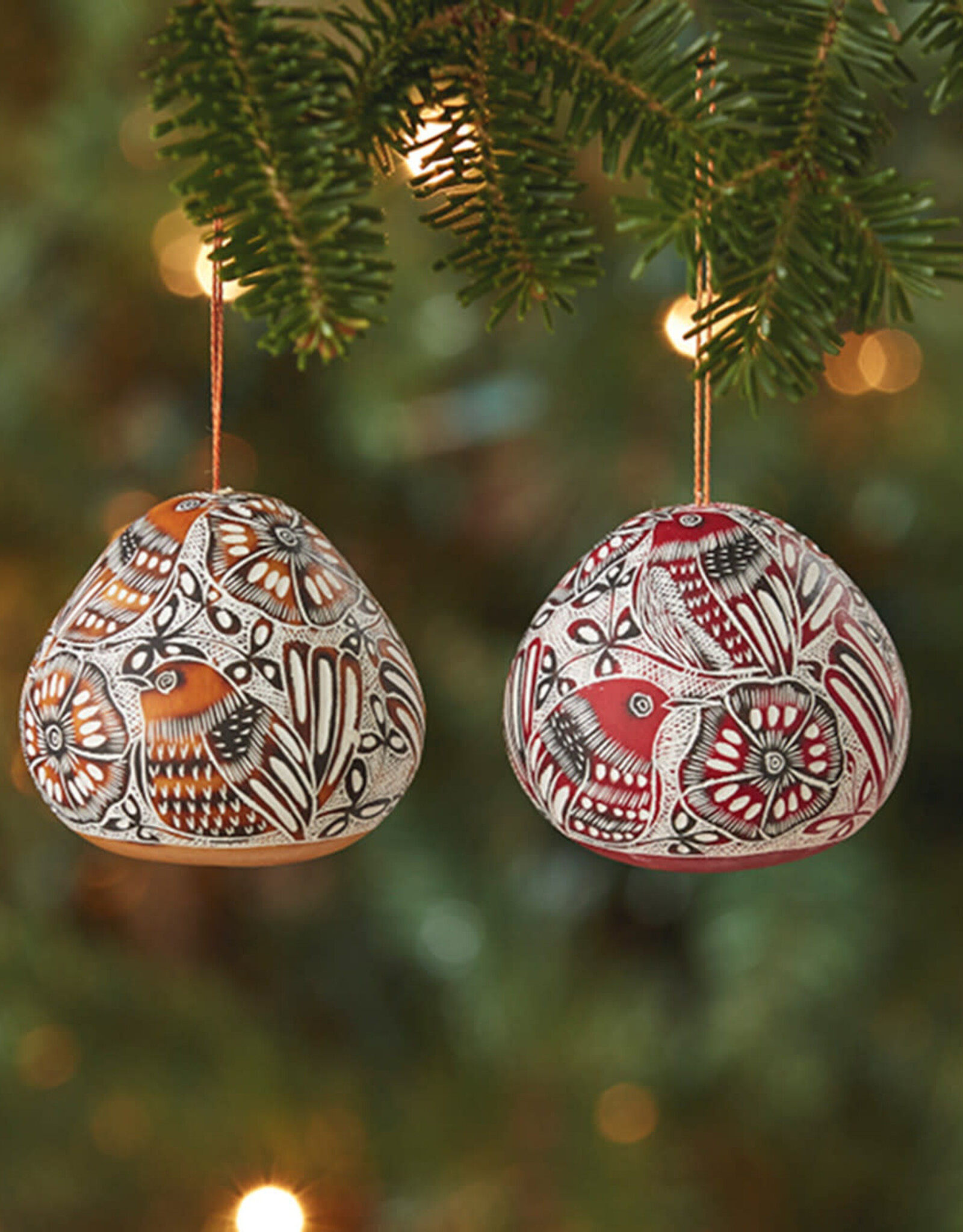 Serrv Avian Motif Gourd Ornament - Assorted
