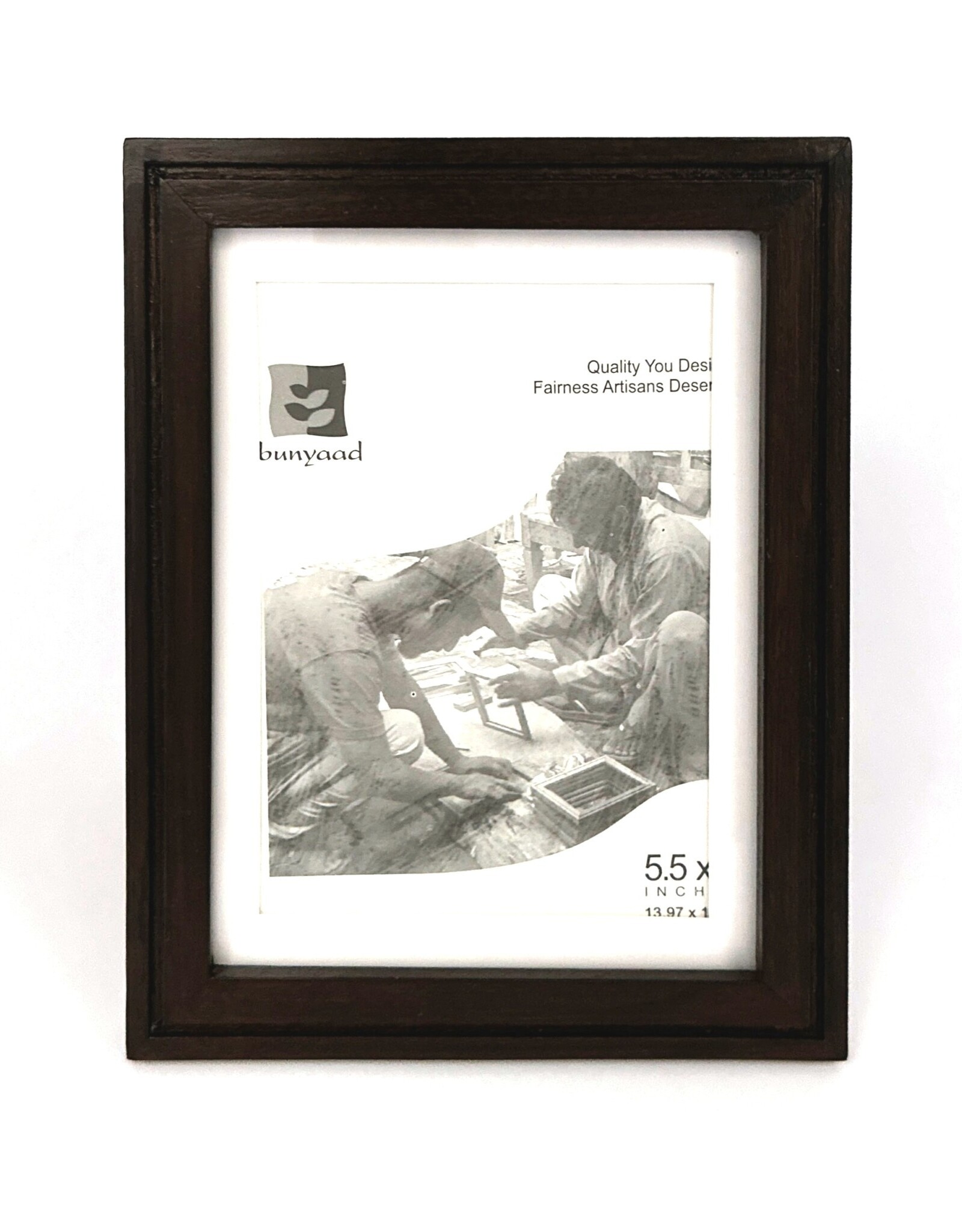 Bunyaad Pakistan 212330 Dark Red Oak Etched Wood Frame -  5"x7"