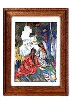 Bunyaad Pakistan Natural Mahogany Etched Wood Frame  - 5"x7"