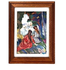 Bunyaad Pakistan Natural Mahogany Etched Wood Frame  - 5"x7"