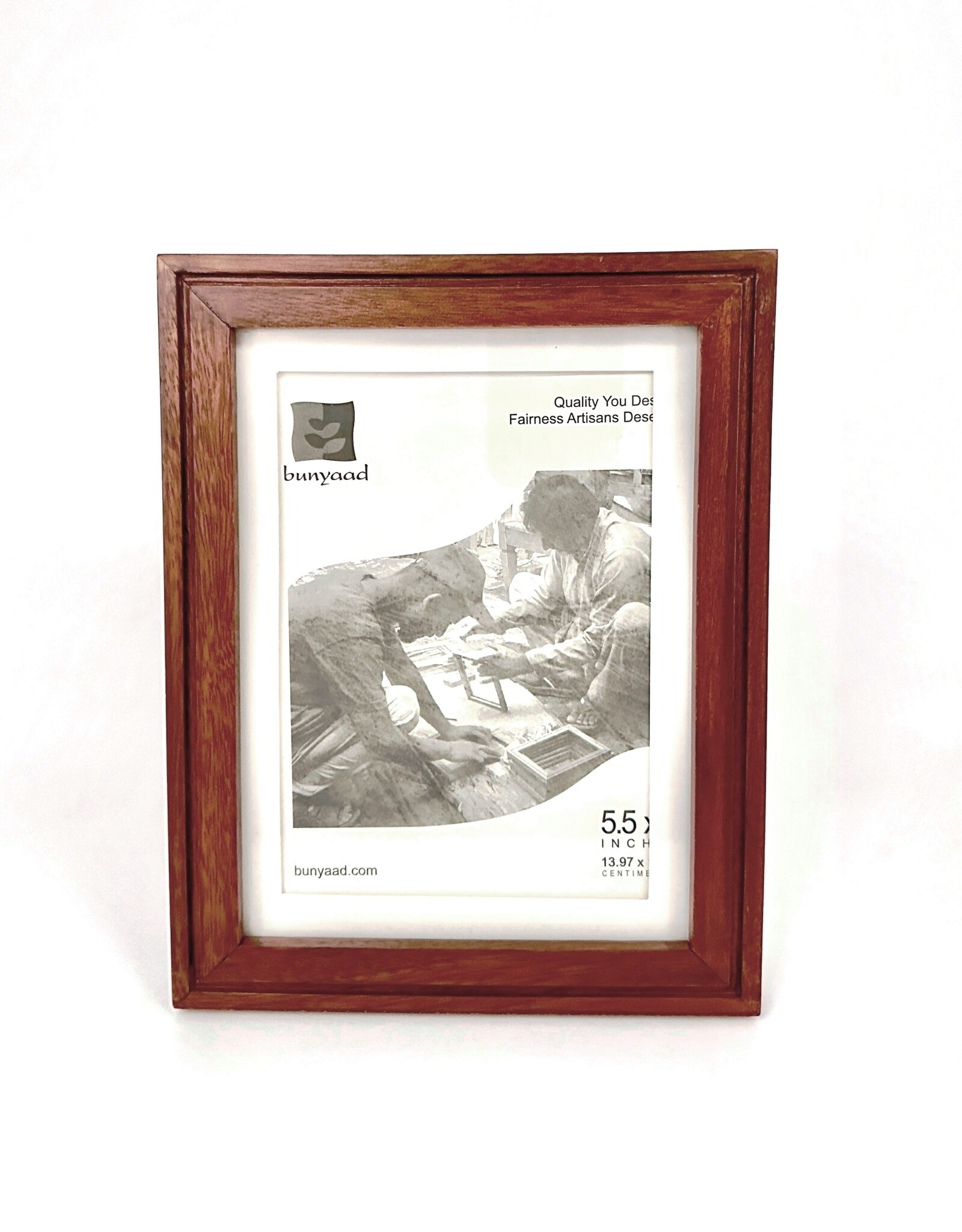 Bunyaad Pakistan Natural Mahogany Etched Wood Frame  - 5"x7"