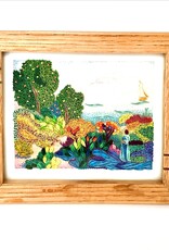Bunyaad Pakistan 213340 Natural Red Oak Striped Wood Frame  - 5"x7"