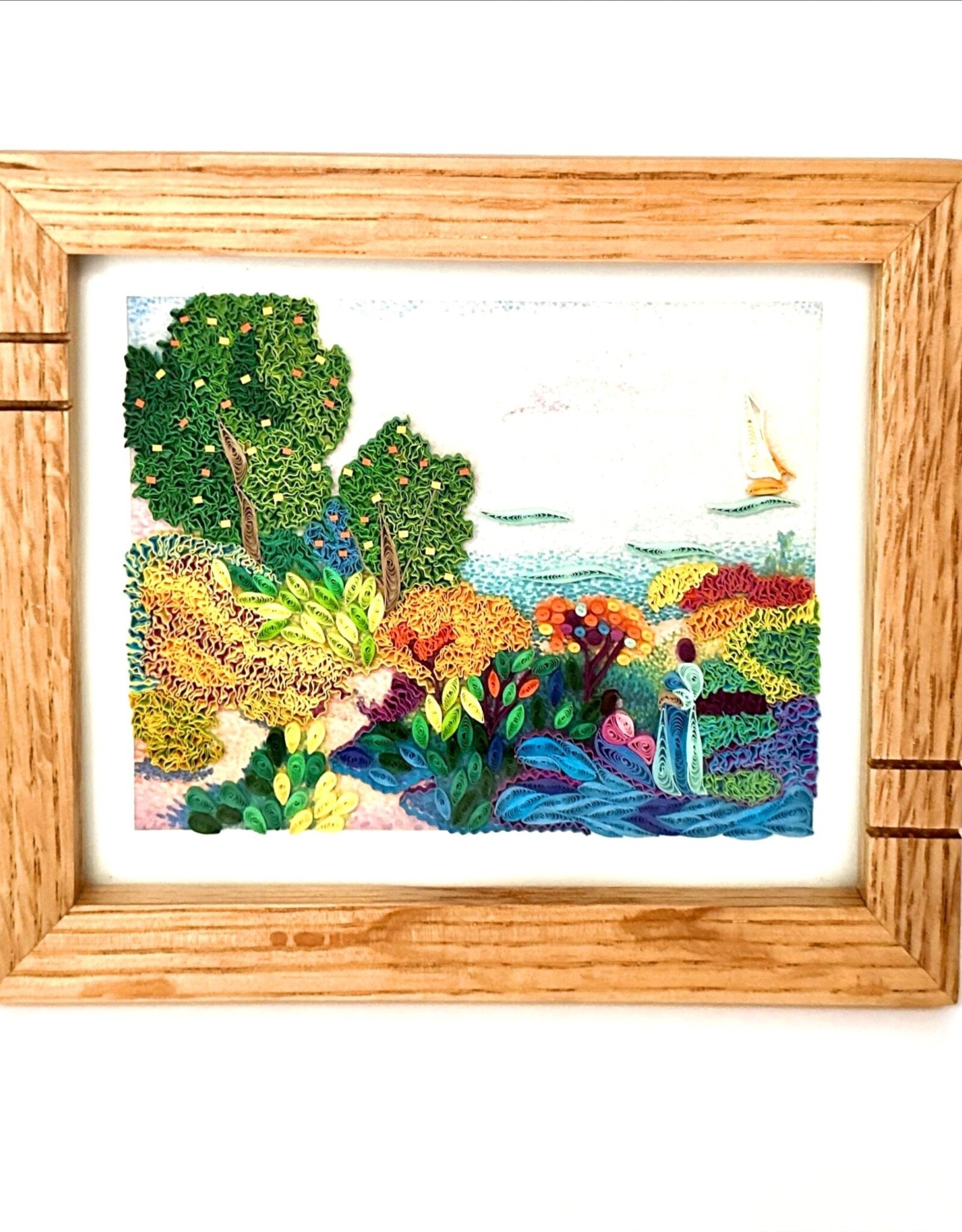 Bunyaad Pakistan 213340 Natural Red Oak Striped Wood Frame  - 5"x7"