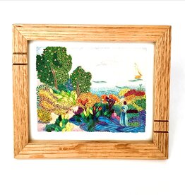 Bunyaad Pakistan 213340 Natural Red Oak Striped Wood Frame  - 5"x7"