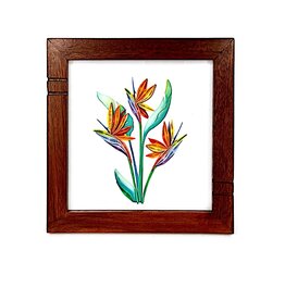 Bunyaad Pakistan Natural Mahogany Striped Wood Frame - 6"x6"