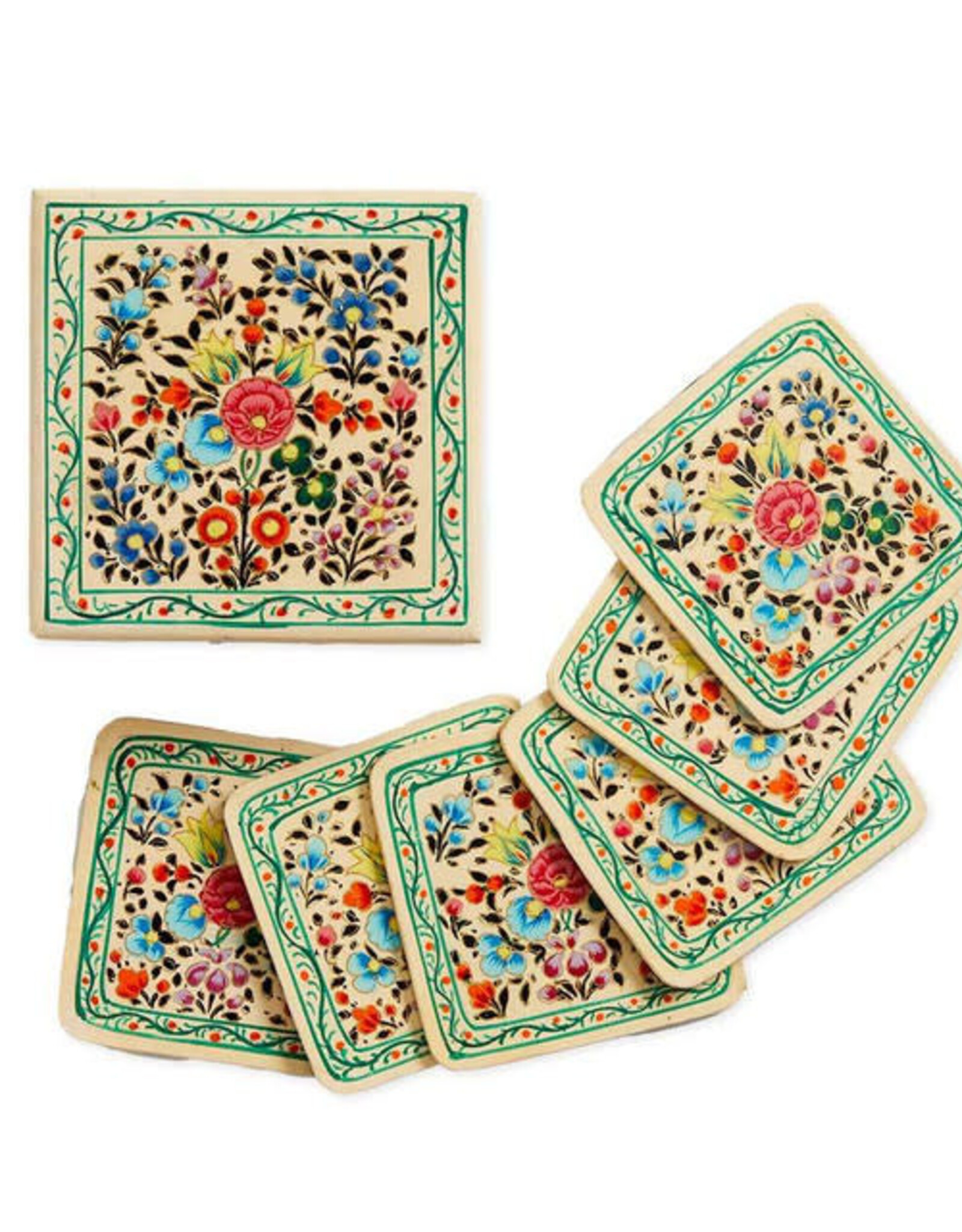 Serrv Kashmiri Blossom Coasters - Set of 6
