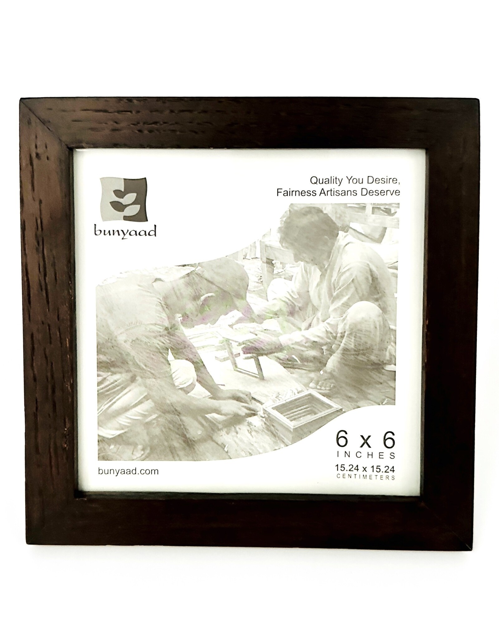 Bunyaad Pakistan Dark Red Oak Wood Frame - 6"x6"