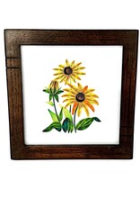 Bunyaad Pakistan Dark Red Oak Striped Wood Frame - 6"x6"