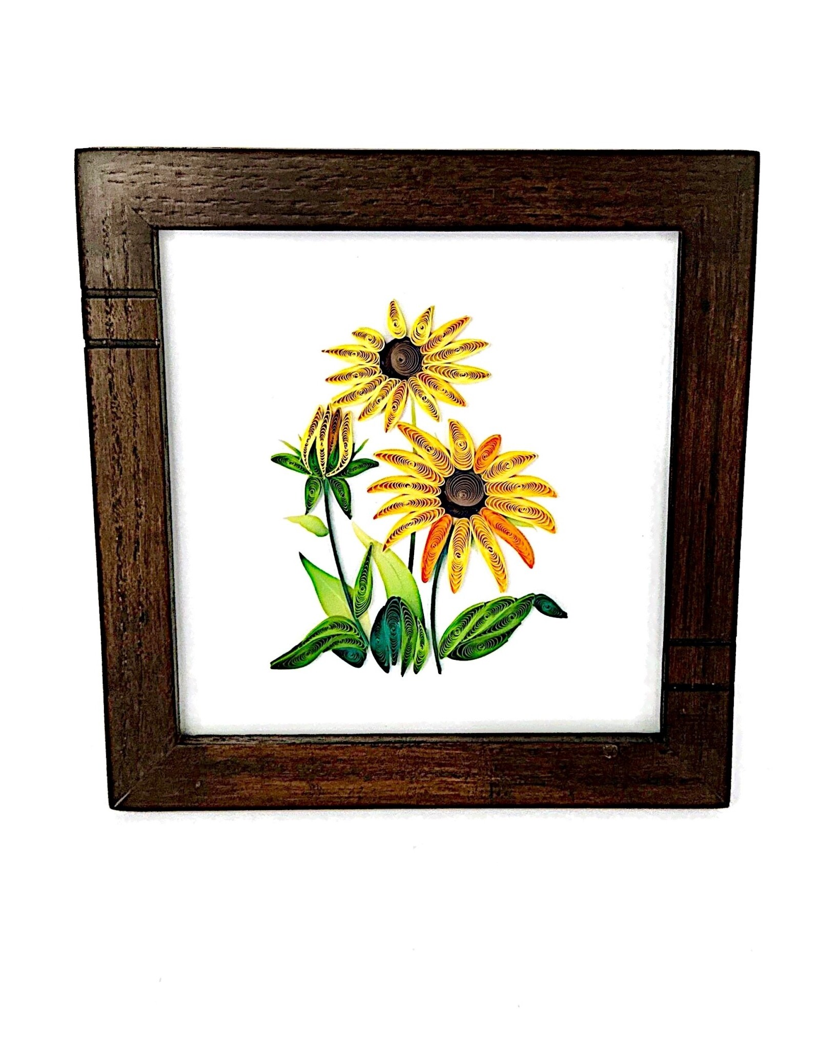 Bunyaad Pakistan Dark Red Oak Striped Wood Frame - 6"x6"