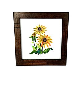Bunyaad Pakistan Dark Red Oak Striped Wood Frame - 6"x6"