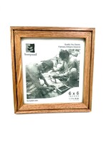 Bunyaad Pakistan Natural Red Oak Etched Wood Frame - 6"x6"