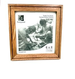 Bunyaad Pakistan Natural Red Oak Etched Wood Frame - 6"x6"