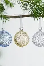 Ten Thousand Villages Handblown Studded Glass Ball Ornament - Blue