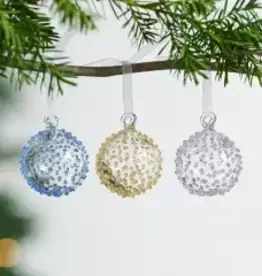 Ten Thousand Villages Handblown Studded Glass Ball Ornament - Gold