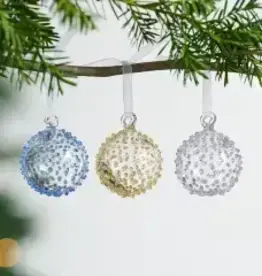 Ten Thousand Villages Handblown Studded Glass Ball Ornament - Purple