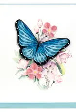 Quilling Card Quilled Blue Butterfly and Pink Flowers Card