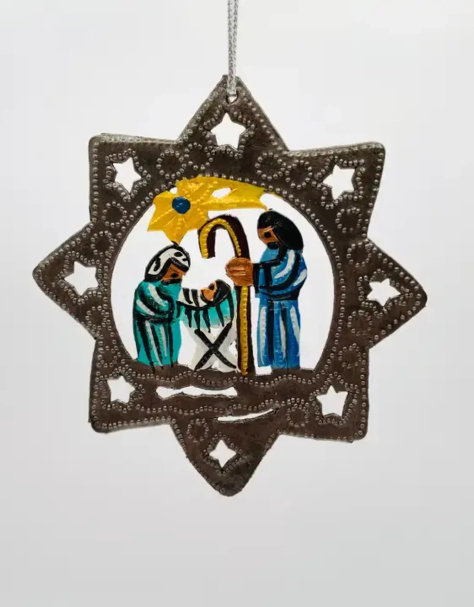 Dandarah Metal Nativity Ornament in a Star