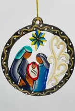 Dandarah Metal Nativity Ornament in a Medallion