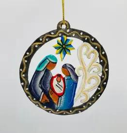 Dandarah Metal Nativity Ornament in a Medallion