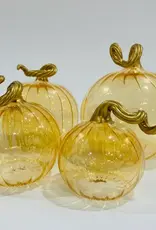 Dandarah Blown Glass Tabletop Pumpkin - Iridescent Amber (Large)