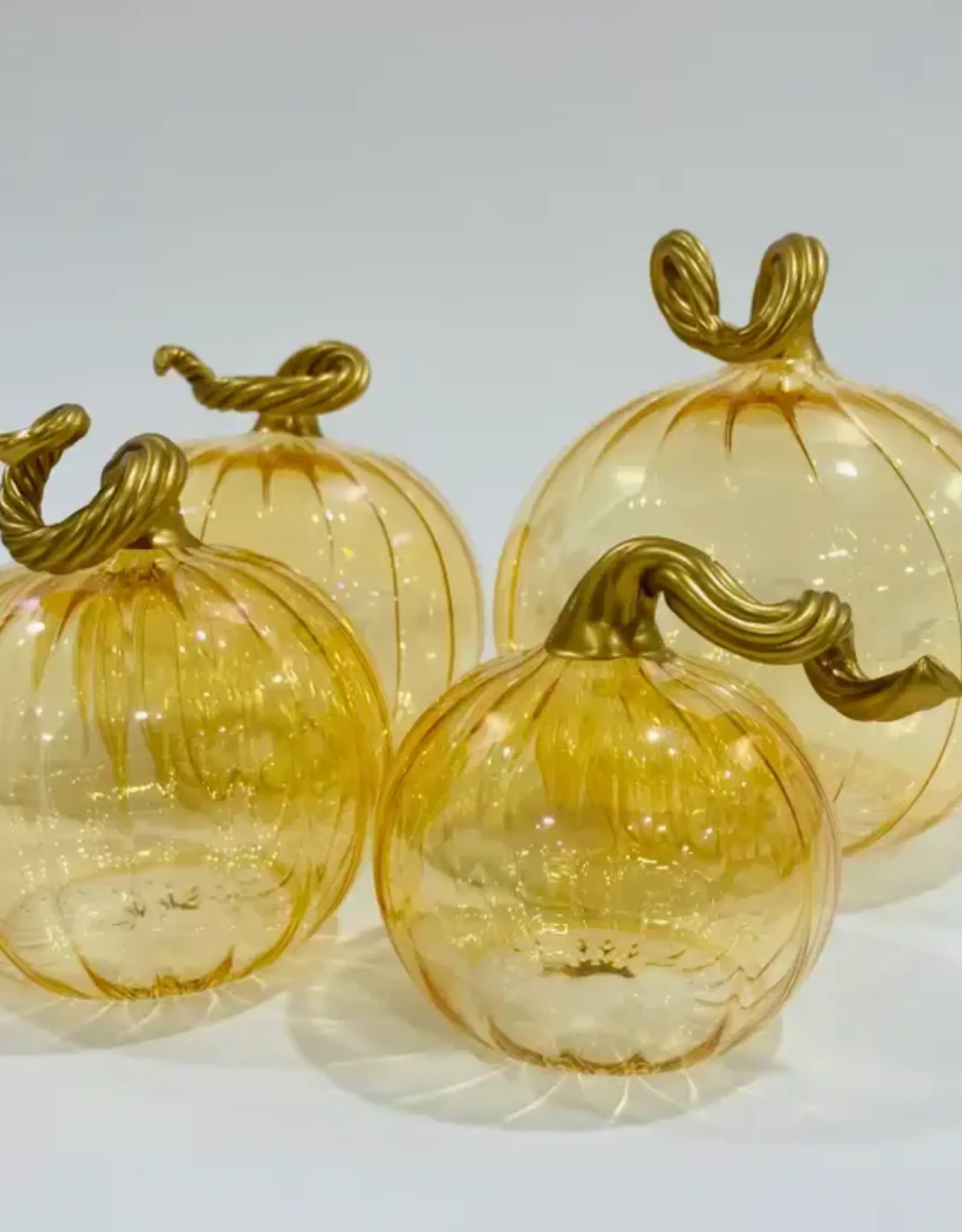 Dandarah Blown Glass Tabletop Pumpkin - Iridescent Amber (Large)