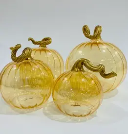 Dandarah Blown Glass Tabletop Pumpkin - Iridescent Amber (Large)