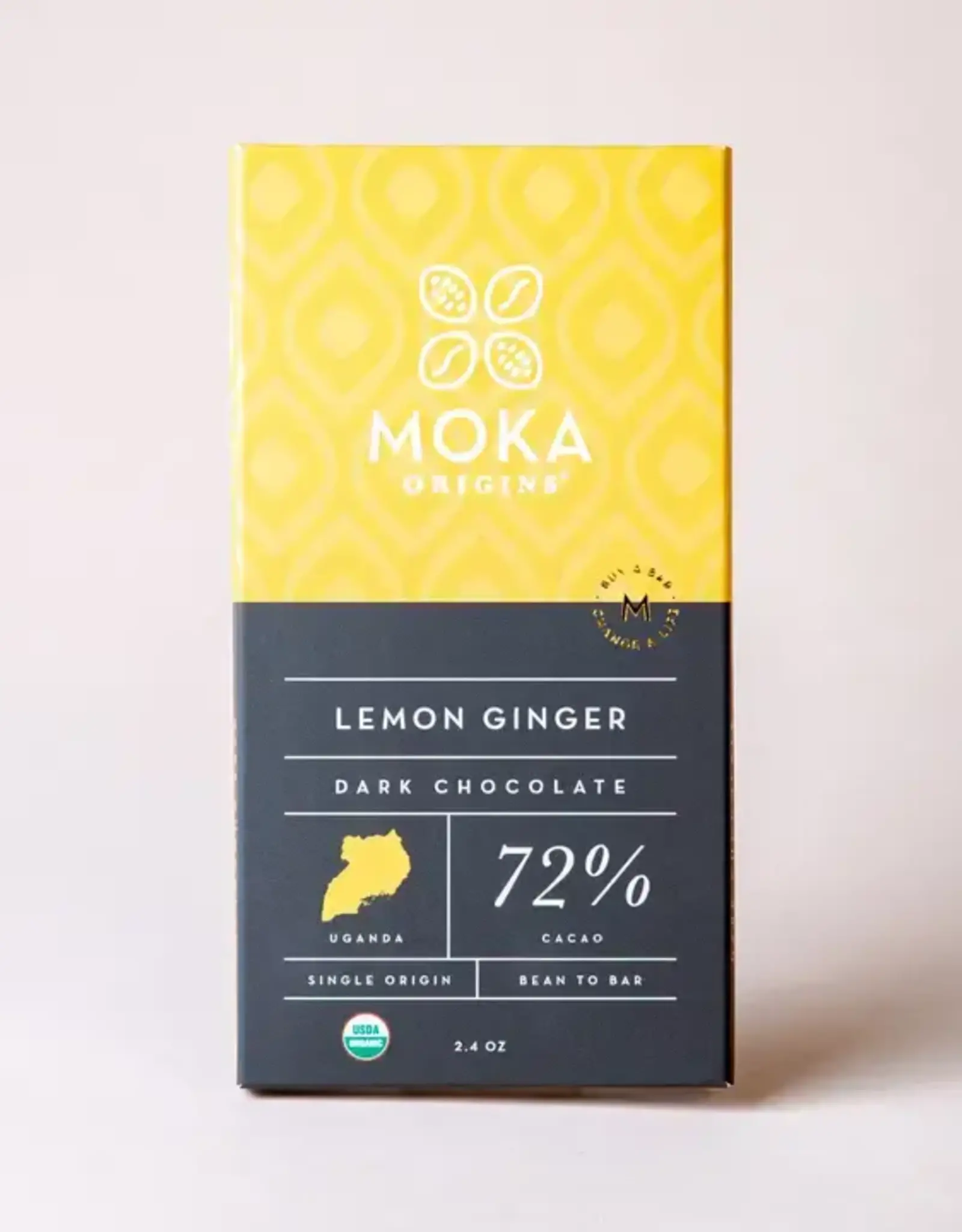 Moka Origins Lemon Ginger Chocolate Bar 72%