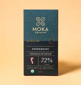 Moka Origins Peppermint Candy Cane Chocolate Bar 72%