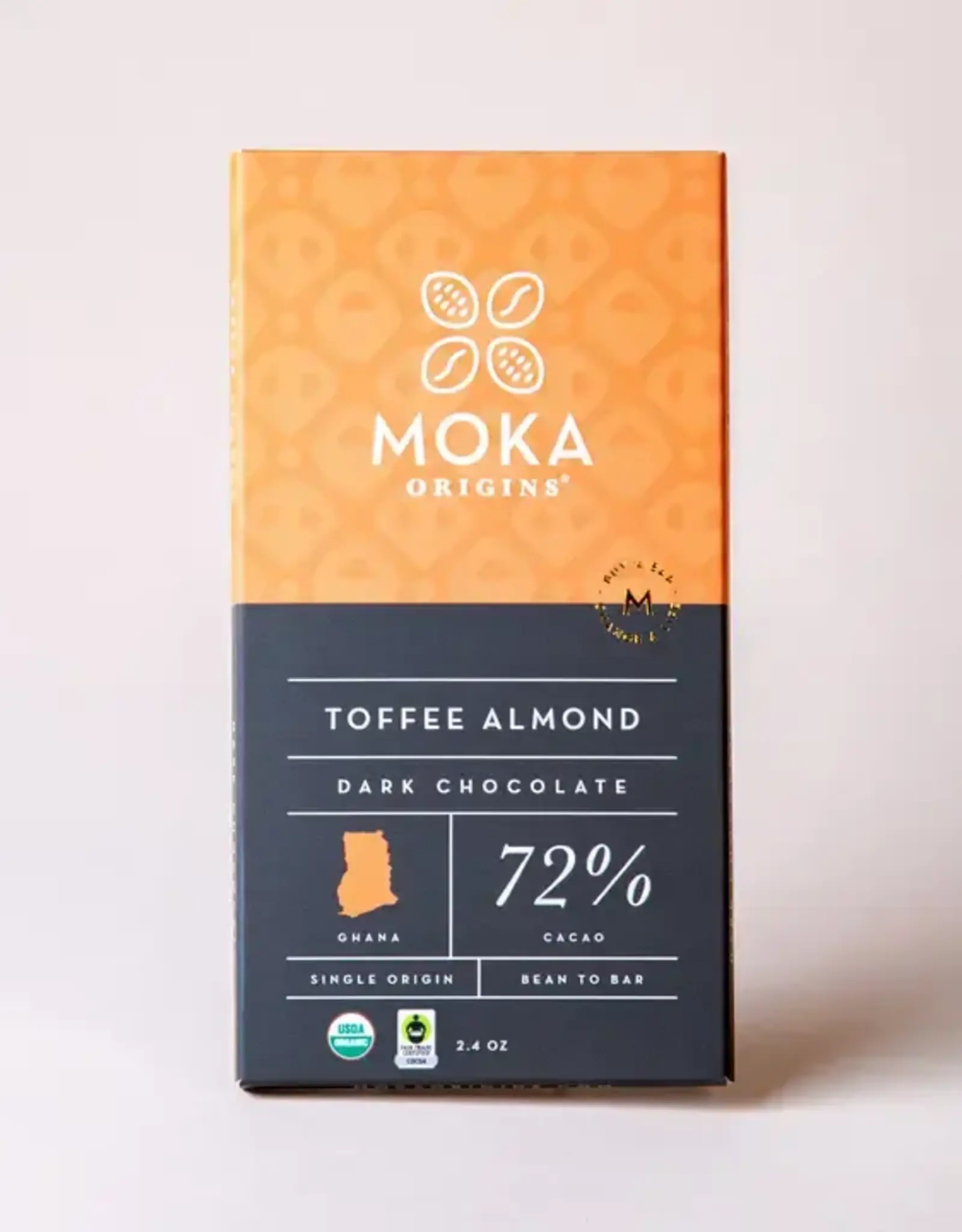 Moka Origins Toffee Almond Chocolate Bar 72%