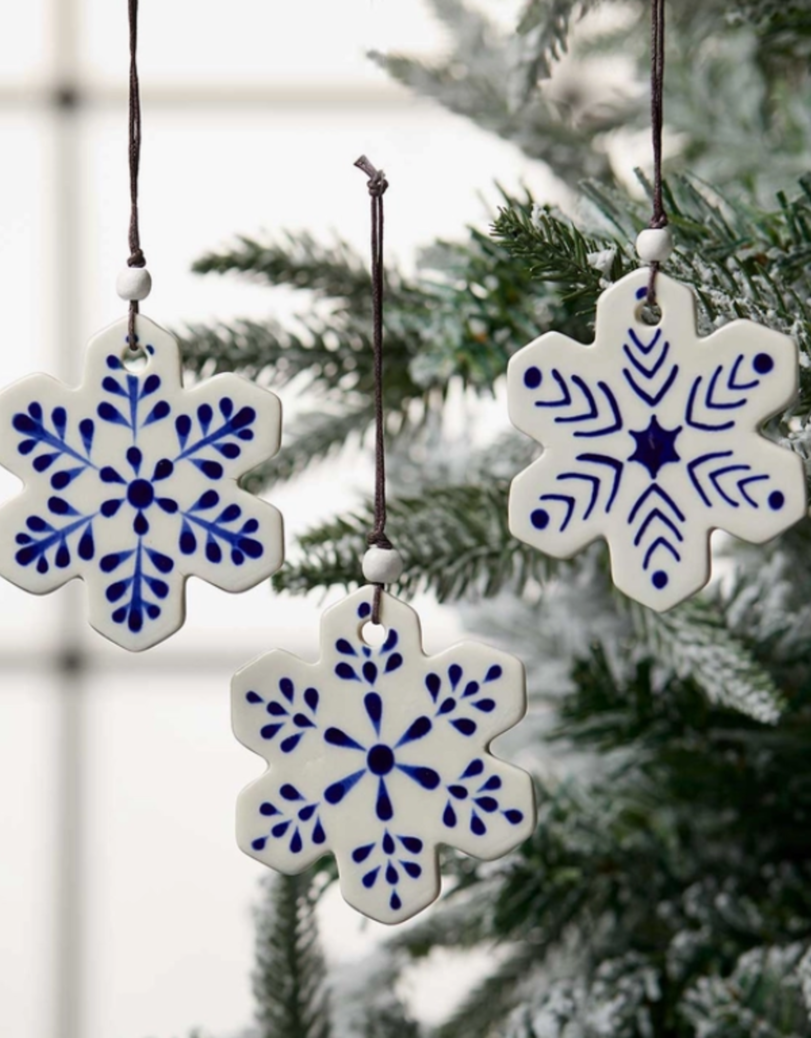Serrv Ceramic Snowflake Ornament - Assorted