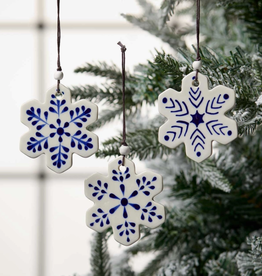 Serrv Ceramic Snowflake Ornament - Assorted