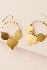 Matr Boomie Chameli Leaf Gold Drop Earrings