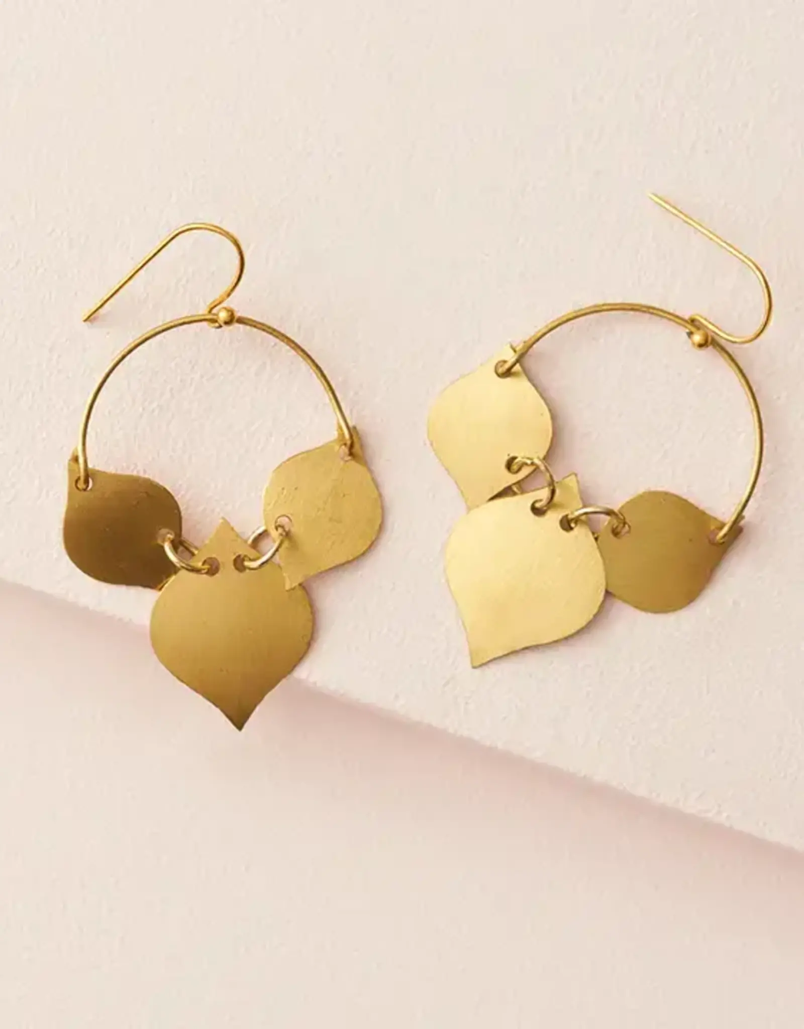 Matr Boomie Chameli Leaf Gold Drop Earrings