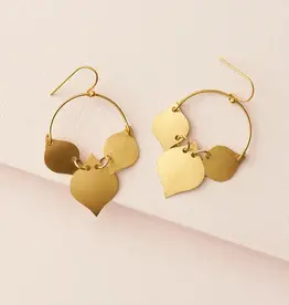 Matr Boomie Chameli Leaf Gold Drop Earrings