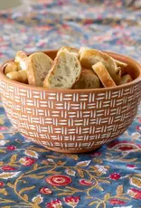 Ten Thousand Villages Lattice Lines Terracotta Bowl