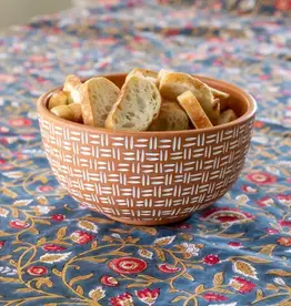 Ten Thousand Villages Lattice Lines Terracotta Bowl